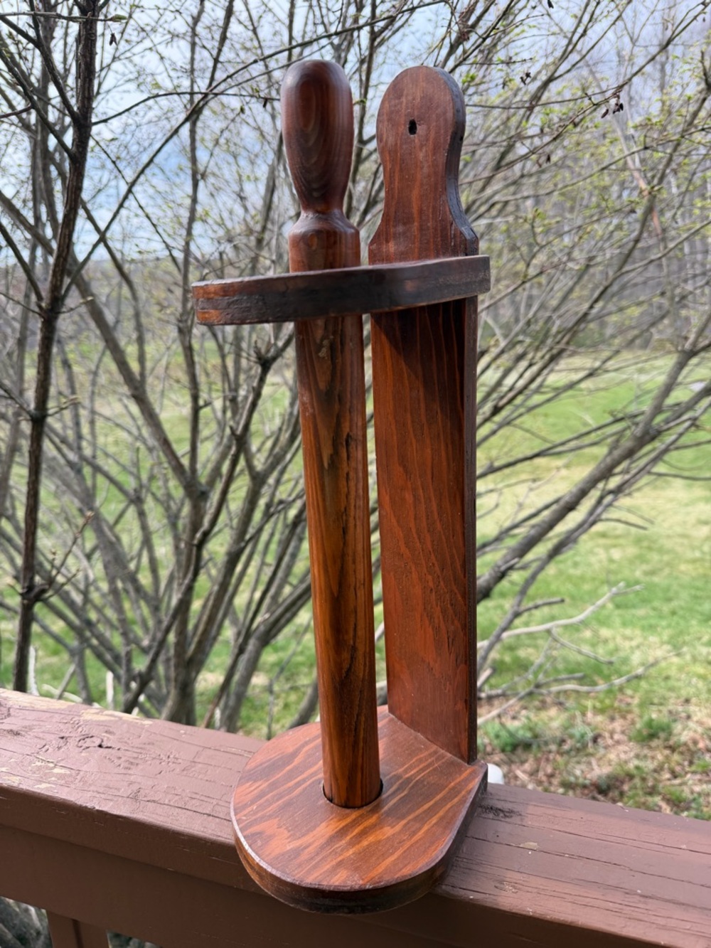 Wooden Paper Towel Holder - Rich Warm Brown